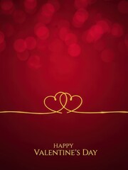 Happy valentine's day background with red hearts and gold accents