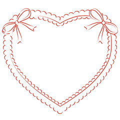 Valentine Heart Frame With Bows Line Art