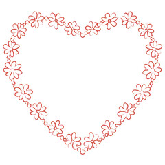 Valentine Floral Heart Frame Line Art