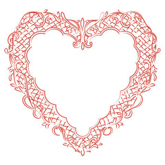 Valentine Baroque Heart Frame Line Art