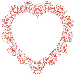 Valentine Ornate Heart Frame Line Art