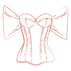 Valentine Lingerie Corset With Bow Line Art
