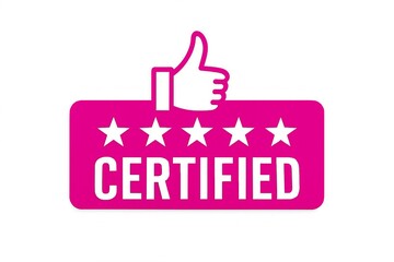 Obraz premium Certified quality assurance badge with thumbs up and stars