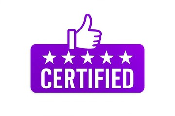 Obraz premium Certified quality assurance badge with thumbs up and stars