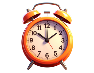 Bright Cartoon Alarm Clock Isolated on Transparent Background  Cute Timepiece PNG C 