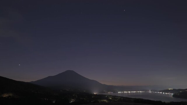 HDR (PQ) Dusk Timelapse of Mt. Fuji and Lake Yamanaka &ndash; Golden Twilight to Nightfall
・富士山と山中湖の夕暮れタイムラプス ― 黄金色の薄明から夜への移ろい