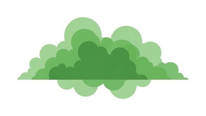 Fototapeta premium A layered illustration presents a green, rounded shape with varying shades, resembling foliage or a stylized plant, set against white