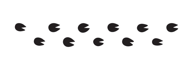 hoofprints leg touch stamp line set. flat dark black ink hand drawn footprint hooves retro art etch contour comic style.  © Yanka