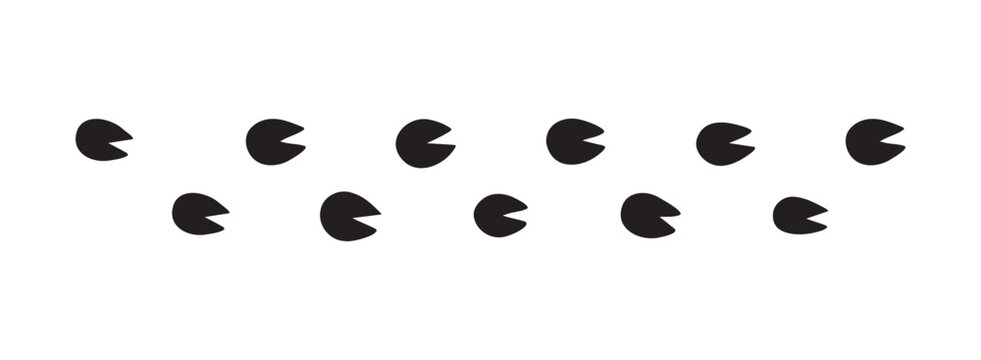 hoofprints leg touch stamp line set. flat dark black ink hand drawn footprint hooves retro art etch contour comic style. 