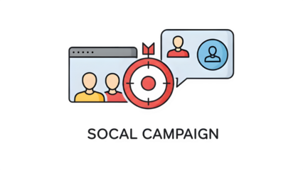 Social media campaign icons isolated on transparent background