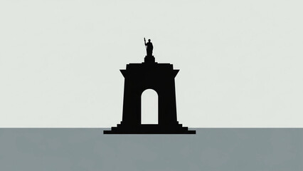 Minimal monument silhouette icon against flat background.