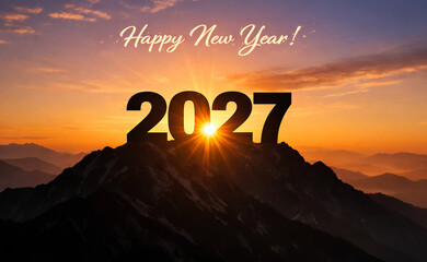 Colorful "Happy New Year 2027" wallpaper featuring festive designs and celebratory elements