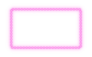 Glowing pink dotted rectangle frame border with neon light effect