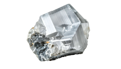 A sharp crystalline formation with a complex geometric structure, isolated on black