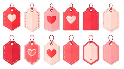 Minimalist Valentine tags featuring heart icons, symbolizing love and joy. Perfect for romantic gift wrapping, seasonal promotions, and clean commercial branding visuals.