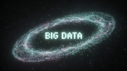 Glowing big data concept with futuristic digital ring