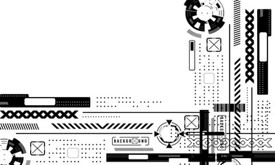 Futuristic Blue and Orange Abstract Technology Background with Geometric HUD Elements