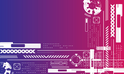 Futuristic Blue and Orange Abstract Technology Background with Geometric HUD Elements