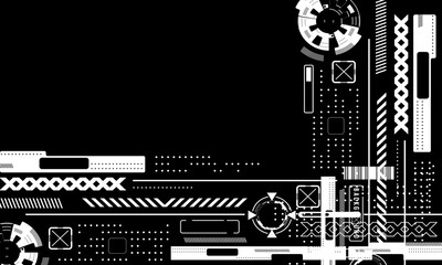 Futuristic Blue and Orange Abstract Technology Background with Geometric HUD Elements