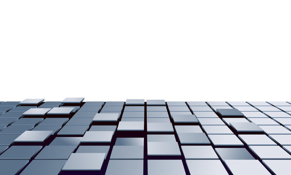 Abstract 3D Blue Square Tiles Background with Perspective and Depth
