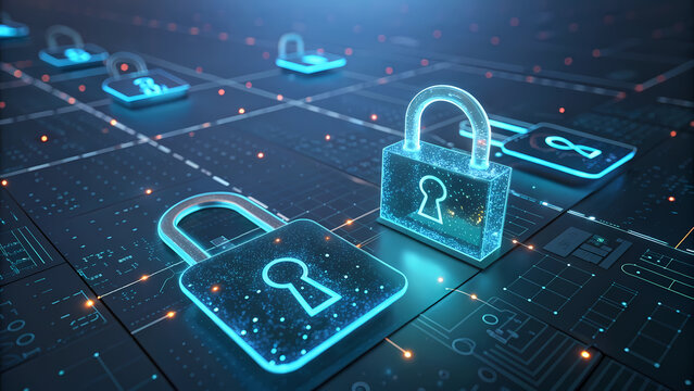 Cyber security padlock icons - Powered by Adobe