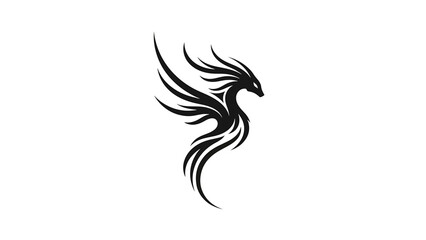 Naklejka premium A monochrome illustration of a mythical creature with a sleek, stylized design. The dark lines create a flowing silhouette