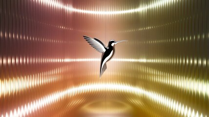 Hummingbird in flight over sound waves