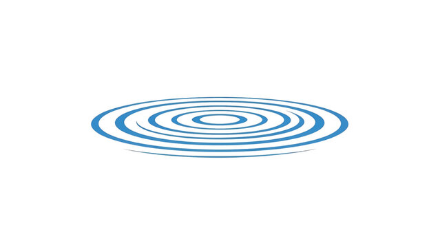 A minimalist illustration of concentric blue rings emanating from a central point, set against a pristine white background. The rings suggest motion