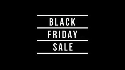 A minimalist image on black. White bold text on separate lines. "BLACK," "FRIDAY," and "SALE." Solid white lines separate text elements. Clean lines, a simple design