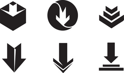 Black and white vector graphic illustration of various arrows and symbols for download