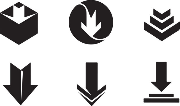 Black and white vector graphic illustration of various arrows and symbols for download