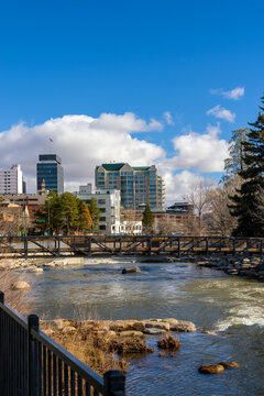 Downtown Reno Cityscape along the Truckee River from Wingfield Park.