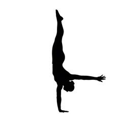 Fototapeta premium gymnastics handstand balance yoga silhouette icon