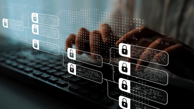 Blockchain structure showing distributed data blocks linked with encryption, representing secure transaction verification, decentralized control, and immutable record system Marrow