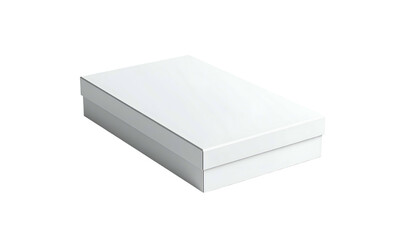 Fototapeta premium A tilted, closed, rectangular white box casting a subtle shadow on a black background
