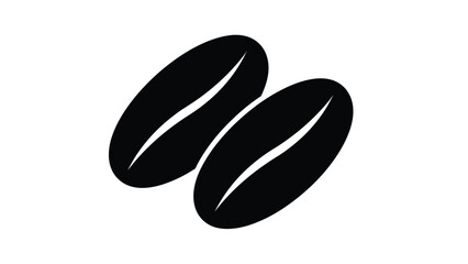 Fototapeta premium A simple black and white illustration depicts two coffee beans side by side showcasing their iconic oval shape and central crease