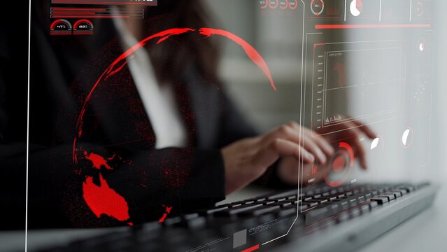 High-tech global network connection interface showing worldwide digital communication, data exchange, and internet connectivity. Global connection, data interaction, and worldwide communication. Thunk - Powered by Adobe