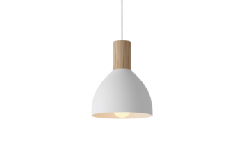Contemporary white and wooden pendant lamp for modern interior lighting