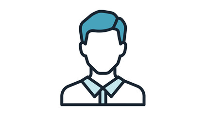 Obraz premium A simple flat design illustration depicts a male head and shoulders with a light blue hair and collar