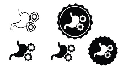 Obraz premium Illustrations depict the human digestive system incorporating gears to symbolize its complex mechanical processes and functionality