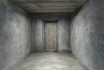 Obraz premium 無機質な部屋と木の扉のシンプルな背景