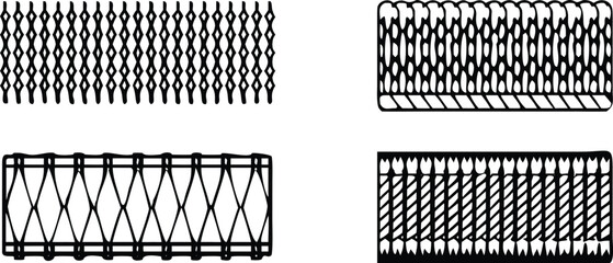 The four images are all black and white and feature different types of patterns
