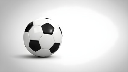 Naklejka premium A soccer ball is placed on a white background with a subtle shadow underneath it.