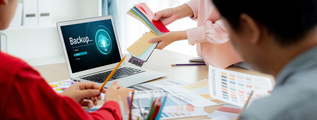 Backup Storage Data Internet Technology Business concept. Database storage cloud technology file data transfer sharing, cyber, big data information, internet banking application download upload brisk