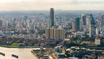 Naklejka premium The tallest building in the Kingdom of Cambodia is under construction.