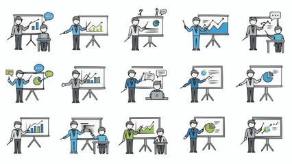 Presenters Illustrating Business Data on Whiteboards - A Visual Guide.