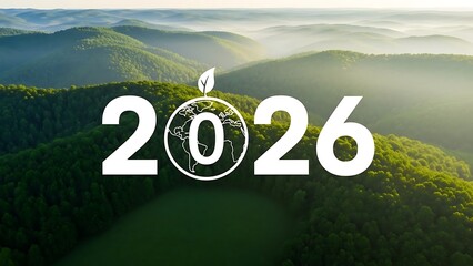 New year 2026 concept with green forest landscape