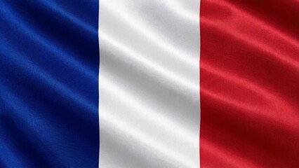 Realistic Waving France National Flag Silk Fabric Texture Background