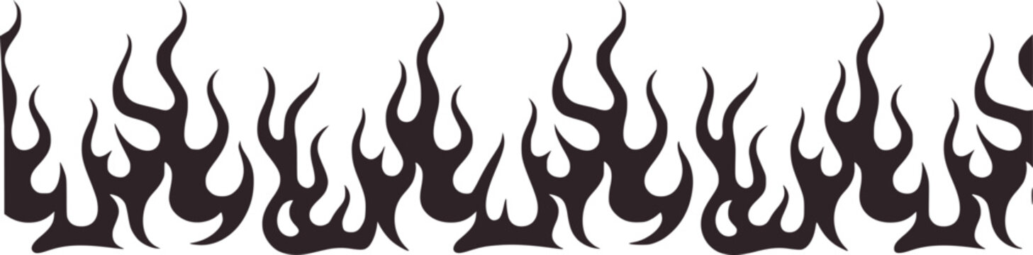 Black and seamless stylized flame pattern texture fire