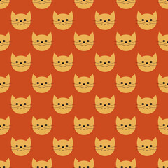 Cat Face Pattern on Orange Background